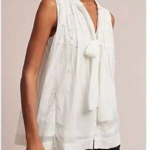 Anthropologie, Feather Bone, Pearl Embellished Shirt, XS, White, Excellent Cond.